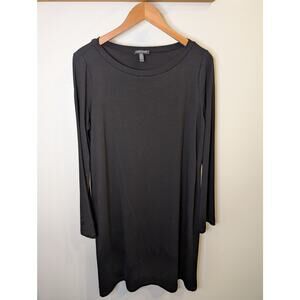 EILEEN FISHER Women's Petite Charcoal Gray Long Sleeve Dress Tencel Lyocell